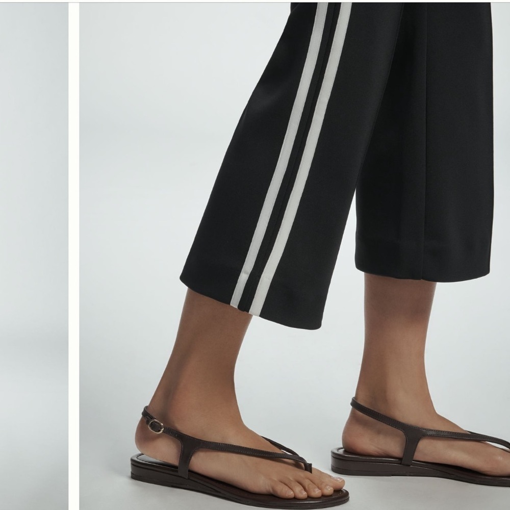 Maeve Track Pants Size XL Tall Black White Stripe Cropped Stretch Waist New - Picture 3 of 15
